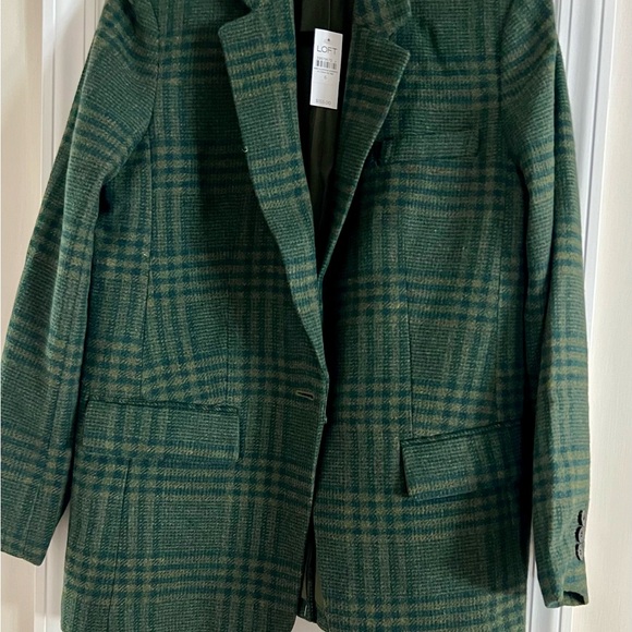 LOFT Dark Green Plaid Blazer - Picture 5 of 5
